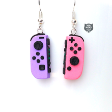 Load image into Gallery viewer, Pink &amp; Purple Nintendo Switch Joycon Earrings
